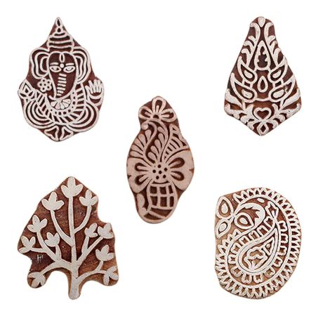 Set of 5 Piece New Mix Wooden Printing Blocks